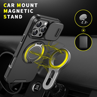 Étui de téléphone magnétique antichoc tout-en-un avec support rotatif à 360 degrés et coque coulissante pour la protection de l'appareil photo pour iPhone