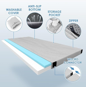 Surmatelas en mousse simple avec housse amovible pour chambre à coucher - Pliable, portable, fermeté douce - Product Image 3