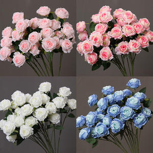 Bouquet de 10 têtes de roses artificielles en soie de haute qualité, fleurs artificielles pour <span class=keywords><strong>la</strong></span> décoration de tables d'hôtel, de mariage et de Noël - Product Image 2