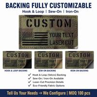 Écusson personnalisé découpé au laser avec nom, camouflage multi-terrain, fixation auto-agrippante, texte personnalisé, panneau d'identification tactique drapeau américain pour uniforme OEM