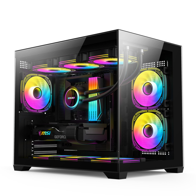 White Panoramic Micro ATX PC Case Dual Glass Side Support 400mm GPU 360mm Radiator 9 Fans High Airflow Gaming Chassis OEM