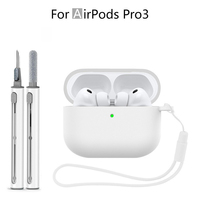 Étui de protection en silicone personnalisé avec logo, sac de protection avec stylo de nettoyage, kit de nettoyage avec éponge et brosse pour Airpod Pro 3