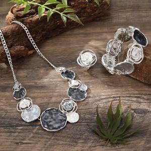 Nuevo geométrico Circular Rosa ahueca hacia fuera el color goteo empalme diseño collar pendientes <span class=keywords><strong>accesorios</strong></span> conjunto - Product Image 4