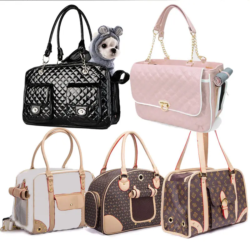 Wholesale Multi Foldable Waterproof Premium PU Leather Pet Travel Purse Handbag Portable Bag Dog Carrier