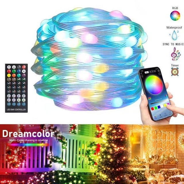 Multicolor Smart App Controlled LED String Lights Waterproof for Indoor & Outdoor Christmas Tree Decor IP65 Rated