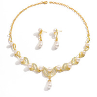 Collier et Boucles d'Oreilles Pendante Élégants en Alliage pour Femme, Tendance Transfrontalière pour Mariage, Fête, Fiançailles; Robe de Mariée