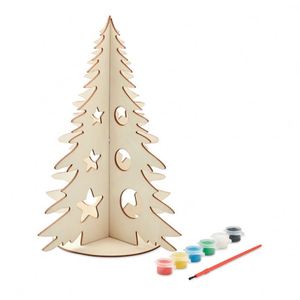 Décoration de Noël créative promotionnelle en bois en forme d'arbre, à faire soi-même, à dessiner, faite à la main par les enfants, fournitures pour fête de Noël - Product Image 1