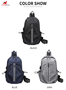Sac de poitrine en nylon élégant pour homme, sac bandoulière portable avec bande réfléchissante, tendance et pratique, commande en gros RTS - Product Image 2