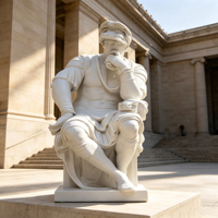 Statue de guerrier réfléchissant en marbre blanc, style néoclassique, sur mesure, pour cour de villa