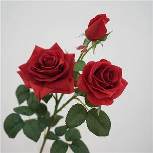 Fleur artificielle en soie, toucher hydratant, <span class=keywords><strong>rose</strong></span> à 3 têtes, décoration intérieure, art floral pour mariage, fournisseur chinois - Product Image 4