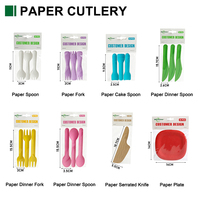 Ensemble de couverts jetables en papier kraft pour restaurant, vente en gros, fourchettes, couteaux, cuillères, mini-couverts pour gâteaux, desserts et glaces à emporter
