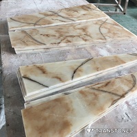 Panneau mural de cheminée en marbre onyx populaire, poli, translucide, décoré, table en albâtre