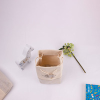 Pochette de voyage personnalisée en coton recyclé naturel et en jute avec cordon de serrage, sac cosmétique