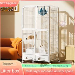 Super grande gabbia per gatti interna a doppio e tre strati spazio libero in metallo Cat House, tra cui lettiera del water per uccelli scatola cani - Product Image 4