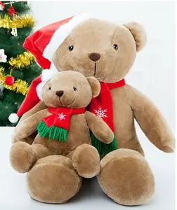 2023 크리스마스 플러시 장난감 아이 소녀 선물 로고 스카프와 모자와 테디 베어 사용자 정의 테디 베어