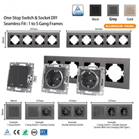 Prise murale Schuko grise de haute qualité, norme européenne, en aluminium, type 86, 16A, certifiée TUV pour la maison