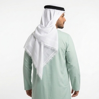 Keffiyeh Shemagh Traditionnel Arabe Blanc en Polyester Jacquard avec Franges pour Hommes – Style Moyen-Orient pour Usage Quotidien