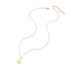Vintage Customized <strong>Compass</strong> Circle Pendant Necklace for Women Trendy Stainless Steel Jewelry with Gold Plating Link <strong>Chain</strong> - Product Image 5