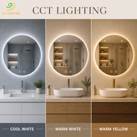Miroir de salle de bain rond rétroéclairé à LED 60 cm sans cadre CCT dimmable avec anti-buée IP44 et interrupteur tactile pour grossistes par Joystar