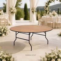 Table Ronde Pliante Robuste en Contreplaqué avec Bordure PVC Courbée pour Organisateurs d'Événements et Sociétés de Location – Vente en Gros