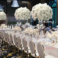 Décoration de mariage en soie artificielle Centres de table de mariage rose Boules de fleurs blanches
