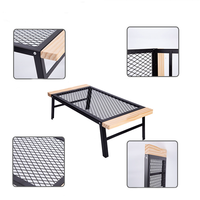 Table pliante moderne en fer et bois pour l'extérieur, portable, camping, voyage, barbecue, salon