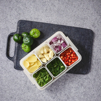 Boîte de rangement pour réfrigérateur à 6 compartiments, organiseur de fruits et légumes, panier de drainage, bac à viande, oignon, gingembre, transparent, en PP, étanche
