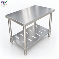 Table de préparation en acier inoxydable pour cuisine commerciale avec étagère inférieure et pieds réglables pour restaurant
