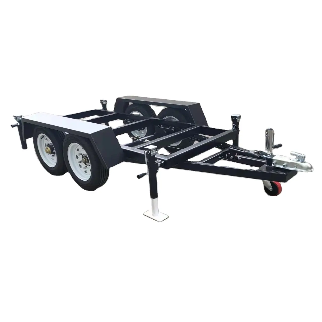 Peralatan Trailer Chassis poros ganda Generator bingkai Trailer Iler mobil perak kereta gandeng 3T