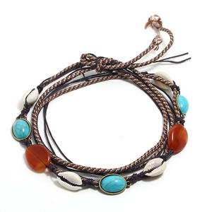 2025 nouveau coquillage conque cuir tressé tour de cou été plage femmes mode ruban Suture coquille gland naturel Agate collier - Product Image 4