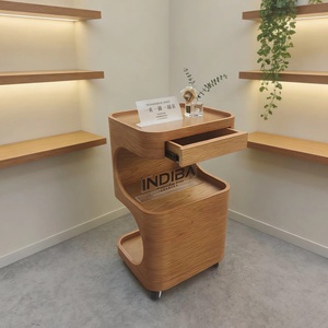 Carrito de Almacenamiento Móvil Moderno de Madera para Salón de Belleza, Peluquería, con 4 Ruedas - Product Image 1