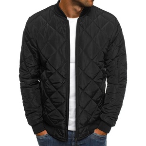 Chaqueta <span class=keywords><strong>s</strong></span>ólida para hombre, Chaqueta de algodón, rombo acolchado, cuello alto, chaqueta de invierno cálida de algodón para hombre - Product Image 2