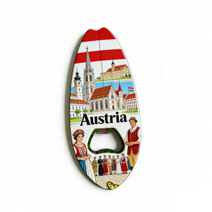 Austria Cities Souvenir Surfboard Bottle Opener Magnet Vienna Graz Salzburg Innsbruck Travel Gift Refrigerator Magnet - Product Image 2