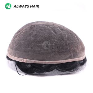 Peluca de cabello humano indio de encaje completo de 6 pulgadas, tupé de <span class=keywords><strong>prótesis</strong></span> de pelo alemán de densidad media, 8x10, para <span class=keywords><strong>hombre</strong></span> - Product Image 3