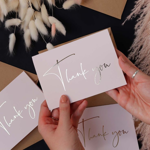 Wholesale Blush Pink Business Thank You Card Custom Logo Embossed Rose Gold Foil Hot Stamping Small Business Matt Lamination - Product Image 5
