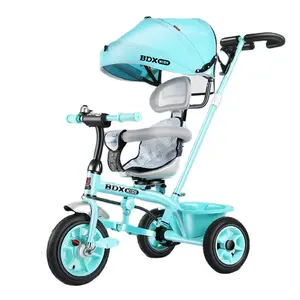 2023 Dikesen violet rouge kaki auvent bébé tricycle/4 en 1 bébé tricycle/facile à transporter bébé tricycle avec poignée de poussée