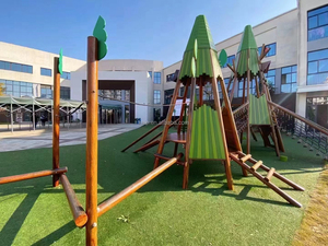 Kinderspielgeräte Garten-Theater Outdoor-Kinderspiele Holz Großhandel Outdoor mit Edelstahl-Rutsche - Product Image 4