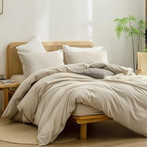 Juego de Ropa de Cama Nórdica de 4 Piezas, 100% Algodón Lavado, Suave y Cómodo, Estilo Sábana, Teñido Reactivo, Sarga - Product Image 2