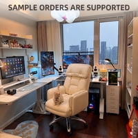 Chaise ergonomique en cuir PU avec support lombaire, idéale pour le gaming, le bureau, la maison, confortable, pivotante, pour chambre et bureau, style américain