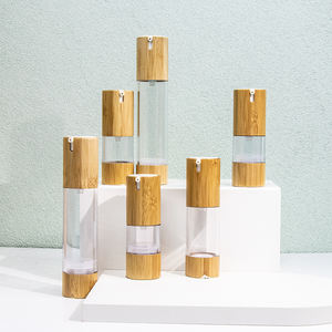 Conteneur réutilisable en bambou flacons à pompe sans air avec bord en bambou pour l'huile essentielle Lotion emballage de soins de la peau - Product Image 4