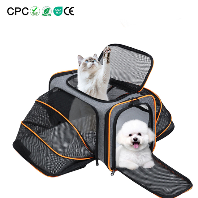 2026 New Expandable Pet Carrier Backpack Large Capacity Breathable Mesh Top Opening Soft Crate Dogs Cats Travel Camping Airline