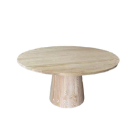 Table à manger ronde en chêne massif, design moderne, durable, style ferme/villa, pour maison, hôtel, entrée, événements, 4 places