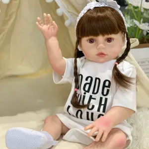 R&B סיטונאי אינץ' תנועה גדולה מוצק שיער איוויטה חינם אופנה ילדים חמודים 2024 צעצועי בד סיליקון נולד מחדש בובות תינוקות
