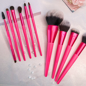 Ensemble de 10 <span class=keywords><strong>pinceaux</strong></span> de maquillage professionnels personnalisables rose vif en poils synthétiques pour le visage, le fond de teint, le blush – Outil de beauté – Grande Vente - Product Image 5