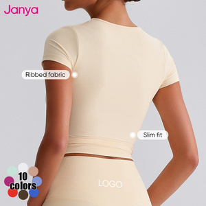 Janya nuovo <span class=keywords><strong>abbigliamento</strong></span> sportivo 2 pezzi tuta traspirante palestra donna top Set ad asciugatura rapida a vita alta pantaloncini da Yoga a vita alta - Product Image 4