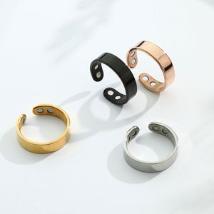 Bague unisexe en acier inoxydable à double aimant thérapeutique, bijou de santé pour lutter contre le ronflement et favoriser l'amincissement, idéale pour les fiançailles - Product Image 1