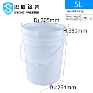 2L/4L/5L/6L/10L/18/20L PP Open Top Pail 1-20 Litre Plastic Bucket With Handle