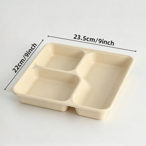 Bandeja de Comida Desechable, Biodegradable, Compostable, Portátil, de 3 Compartimentos, Resistente, Hecha de Bagazo de Caña de Azúcar, para Camping y Aire Libre - Product Image 3