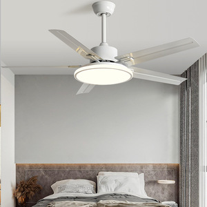 Minimalist Stainless Steel <b>Ceiling</b> Fan <b>Light</b> 56 Inch <b>Led</b> Fixed Blade For Living Room And Study - Product Image 1