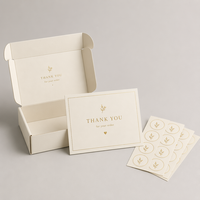Kit de Personalización Blanco Marfil: Caja de Envío, Tarjeta de Agradecimiento y Pegatina a Juego para DTC Minimalista, Bienestar y Desempaquetado Ecológico con Bajo MOQ